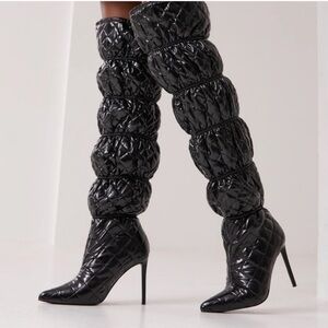NWOT Steve Madden Black Over the Knee Quilted Stiletto Boots - Size 8